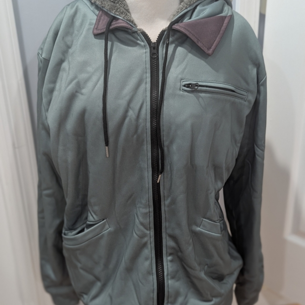 Men's Gray Jacket with Fleece Lining & Hood